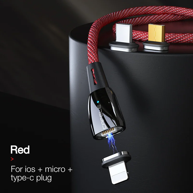 CAFELE QC 3,0 Магнитный usb-кабель для iPhone X Xr Xs Max Xiaomi 9 8 Micro USB type C кабель для зарядки провода магнитного зарядного устройства синхронизации данных - Цвет: 3 in 1 red