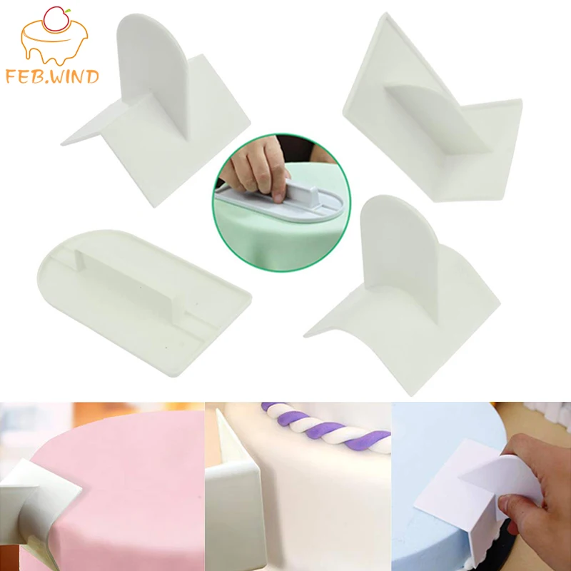  4pcs DIY Fondant Cake Icing Smoother for Edger Decorating Cake Icing Tools Cakes Scraper Cakes Deco