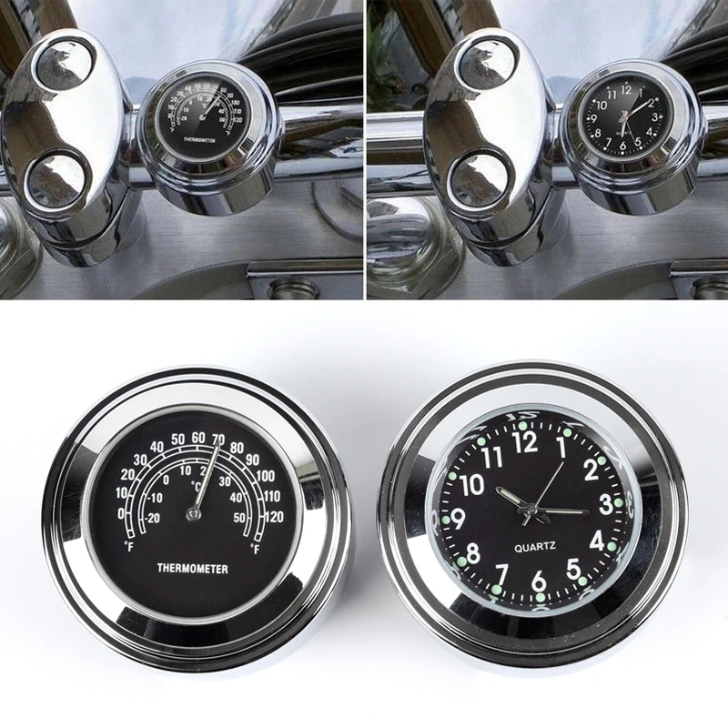 WINOMO 2 St/ück 7//8-1 Motorrad Lenker Uhr Thermometer f/ür Harley Honda