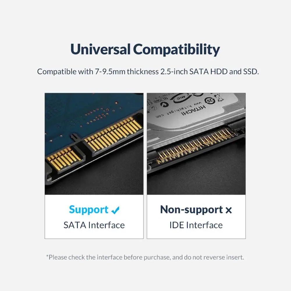 ORICO HDD чехол SATA к USB3.0 USB3.1 Gen1 прозрачный жесткий диск Корпус для SSD 5 Гбит/с HD 2 дюймов