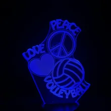 Светодиодный ночной Светильник для волейбола, спортивный светодиодный декоративный светильник с логотипом Love Peace, подарок для детей, светодиодная иллюзия, Настольная разноцветная 3d лампа