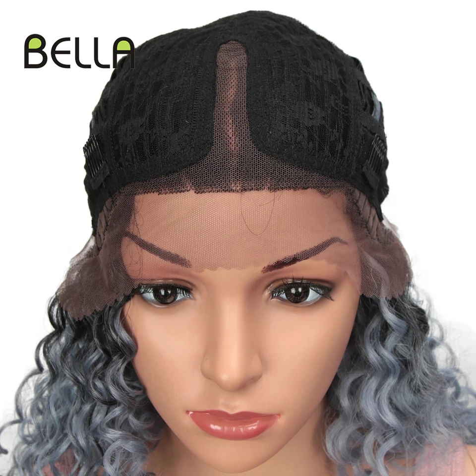 Kinky Curly Heat Resistant Hair Highlight Blue Mixed Brown Women Daily  Synthetic Lace Front Party Wig - Synthetic Wigs(for Black) - AliExpress