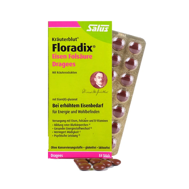 Floradix железная витаминовая добавка 84 таблетки Женская здоровая кровь диетический