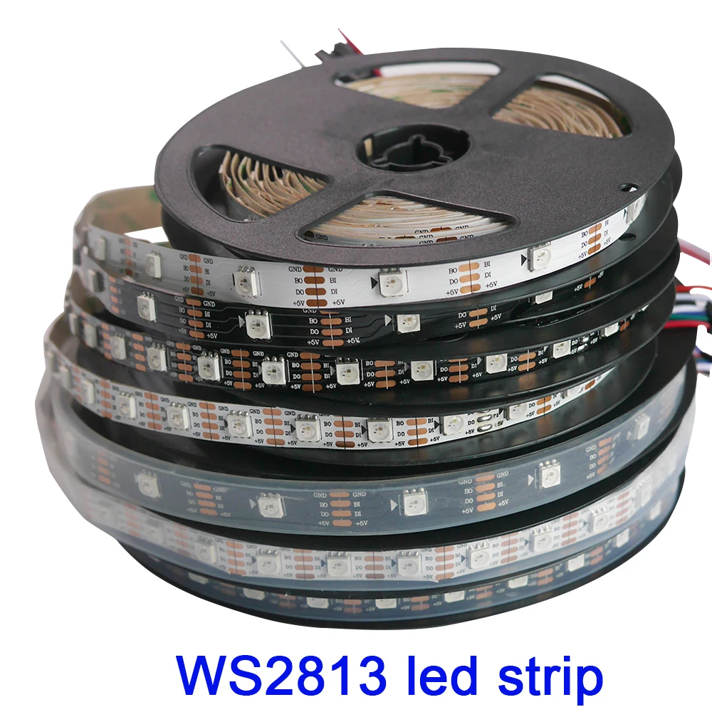 

DC5V WS2813 led pixel strip 1m/4m/5m Dual-signal 30/60/144 pixels/leds/m,WS2812B Updated Black/White PCB,IP30/IP65/IP67