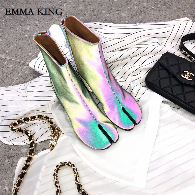 Emma king/удобные блестящие кожаные ботильоны; Feminina; Роскошная обувь на высоком каблуке; Botas Mujer Feminina; ботильоны на толстом каблуке для вечеринки - Цвет: picture shows