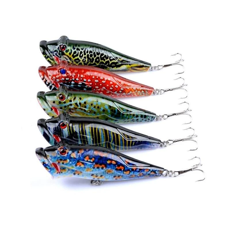 Crank Baits Bass Floating Poper Painted Popper Fishing HOT Topwater Lures F3A6 