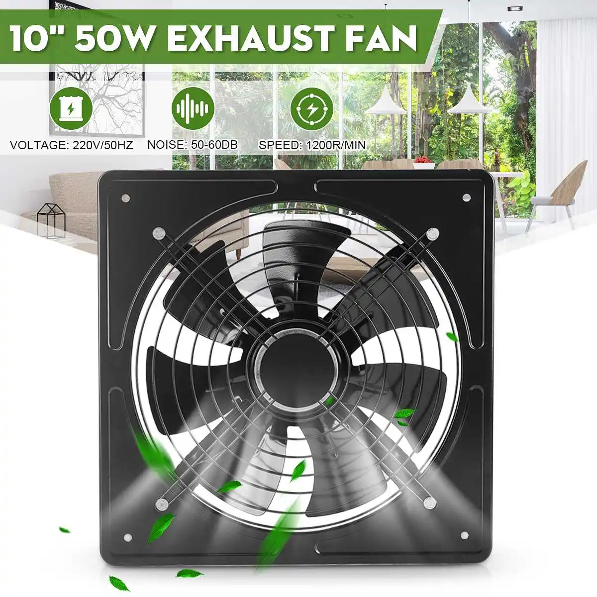 10 inch Metal Exhaust Fan High Speed Air Extractor Window Ventilation Fan for Kitchen Ventilator Axi