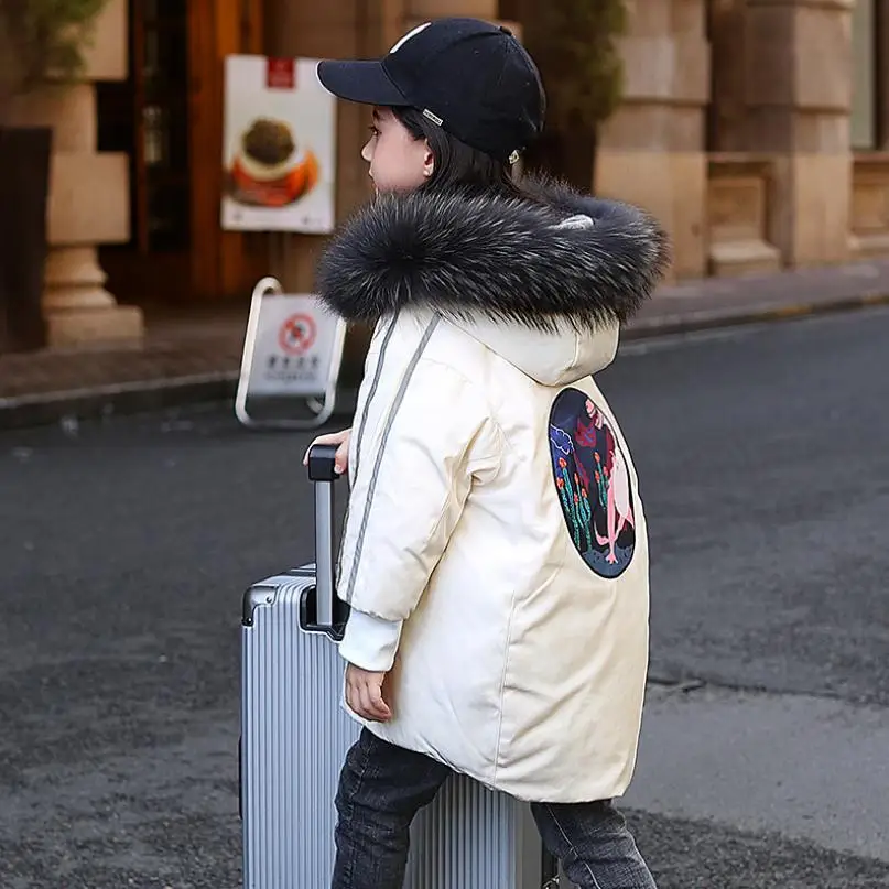 

Fashion new children down jacket winter thicker warm hooded down coat parka back print jacket Modis Kids Clothes Outerwear Y2142