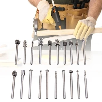 

20Pcs/Set Woodworking Rasp Chisel Shaped Rotating Embossed Grinding Head Engraving Pattern Cutter Milling Power Tool Wood Drill