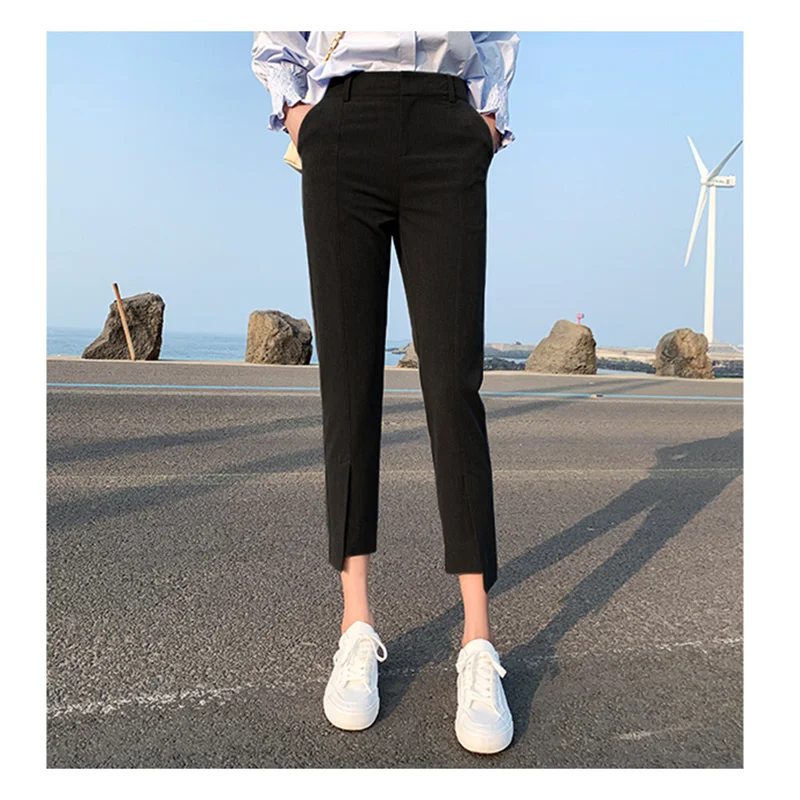 

New Korean Ladies OL Black Harem Pants Breathable Thin Casual Pencil Pants Simple Suit Trousers For Women 2019
