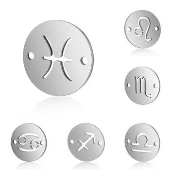

GraceAngie 12pcs Constellations Zodiac Sign Connectors Pendant Stainless Steel Necklace Bracelet Charms Jewelry DIY Accessory