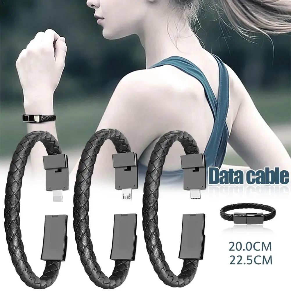 

Mini USB Bracelet Charger Data Cable Portable Leather Sync Cord For iPhone6 6s 7 Android Type-C Phone Cable Accessories