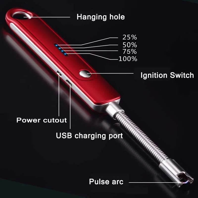 USB зажигалка для сигарет Зажигалка без огня с мягкой трубкой барбекю