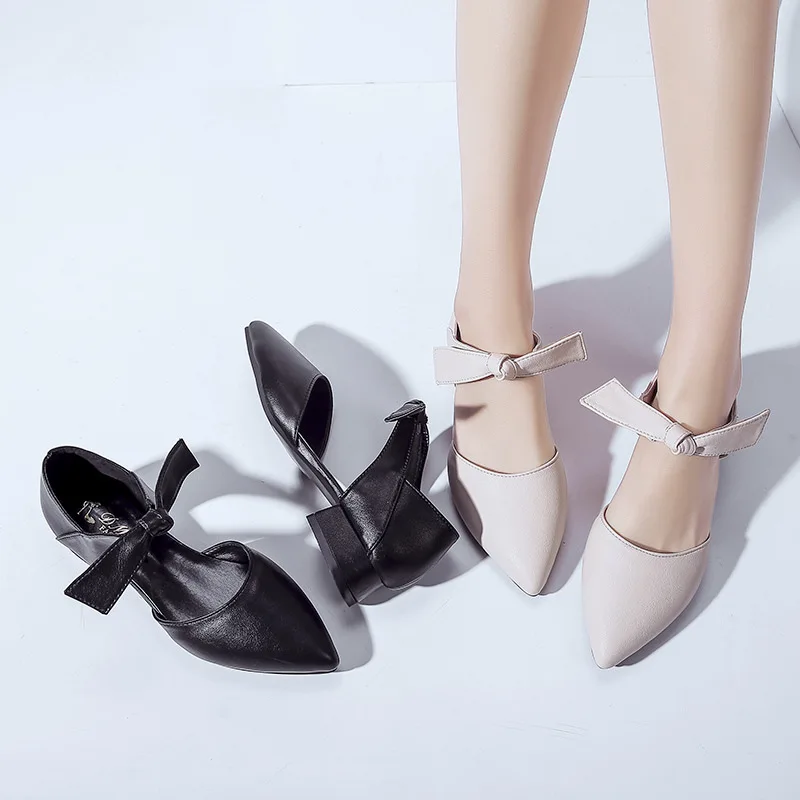 

2020 Spring New Style Pointed-Toe Square Heel Elegant WOMEN'S Shoes Korean-style Hipster Shoes Fashion Low-top Shoes