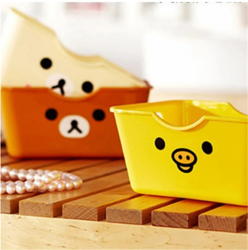 

New Hot Sale 1pcs Mini Cartoon Plastic Storage Box Storage Container Desktop Cosmetic Storage Basket Home Office Organizer Box