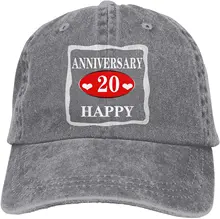 

20th Anniversary Relationship Or Marriage Sports Denim Cap Adjustable Unisex Plain Baseball Cowboy Snapback Hat