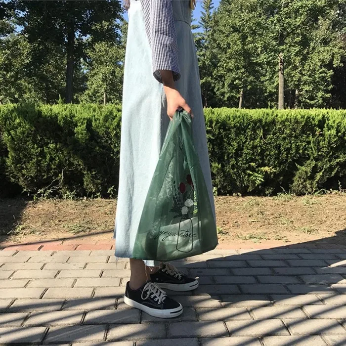 Женская Цветочная вышивка сетчатая сумочка портативная хозяйственная сумка для путешествий на открытом воздухе O66