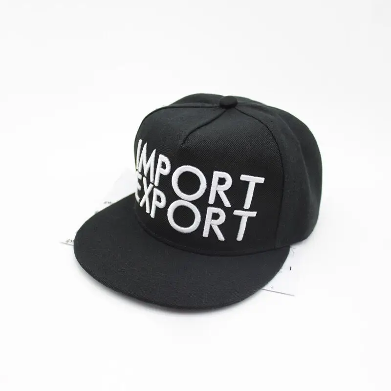 Фирменная новинка, Регулируемая Кепка snapback с надписью, импортный экспорт, хлопковая кепка Snapback с плоскими полями, Кепка для мужчин, женщин, хип-хоп, папа, черные шляпы - Цвет: Black