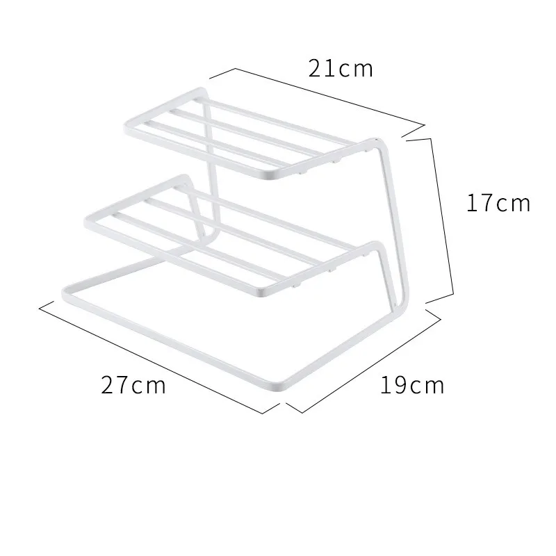 2 слоя из кованого железа столовый поддон Кухня Подставка для хранения посуды миска-контейнер - Цвет: White
