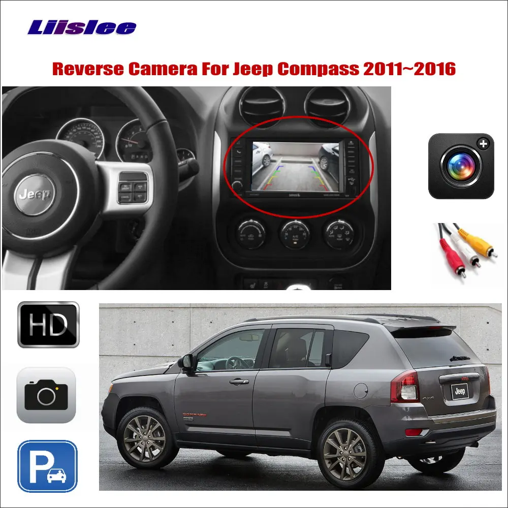 

Car Back Up Reverse Rear View Camera For Jeep Compass 2011~ 2015 2016 Compatible With Original Screen RCA Adapter Connector