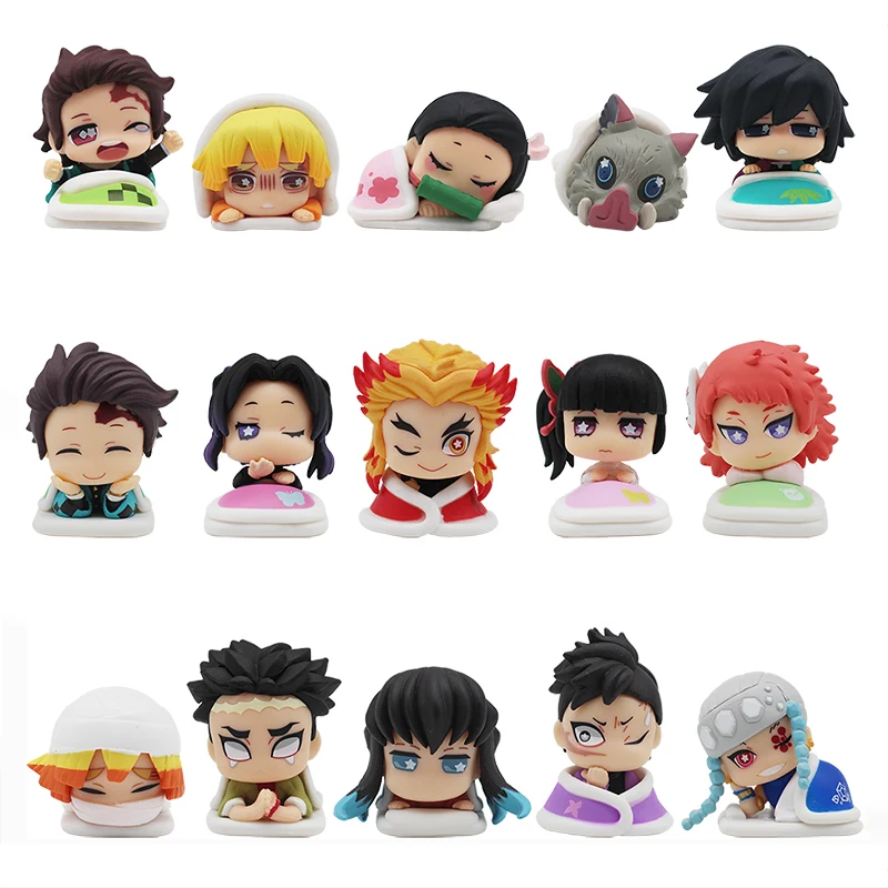 

5pcs/set Devil's Blade Anime Figure Demon Slayer Kamado Tanjirou Nezuko Q Version Sleep Figurine Action Figure Model Toy Decor