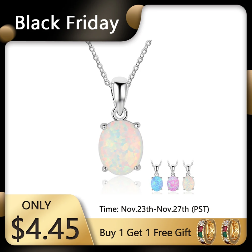 

Genuine 925 Sterling Sliver Luxury Oval Shape Opal Pendant Necklace Women Chain Necklaces Wedding Fine Jewelry (Lam Hub Fong)