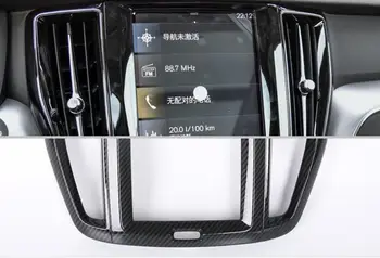 

For Volvo XC60 2018 1PC Carbon Fiber ABS Chrome Car Interior Navigation Control Panel Air Conditioner Outlet Frame Cover Trim