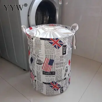 

Nordic Canvas Foldable Storage Basket Folding Laundry Basket Round Storage Bin Large Hamper Clothes Toy Laundry Holder Organizer