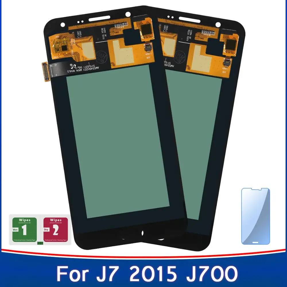 2 шт. дисплей для регулируемой яркости Samsung Galaxy J7 2015 J700 J700F J700H Amoled LCD сенсорный