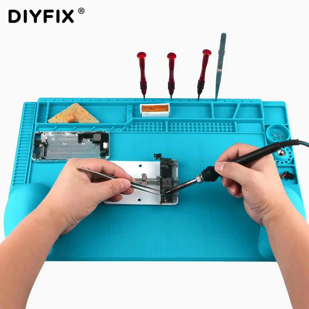 

3D Wristband Silicone Work Pad Heat Resistant Insulation Desk Hot Air Gun Station Mat CellPhone BGA PCB Soldering Repair Tool
