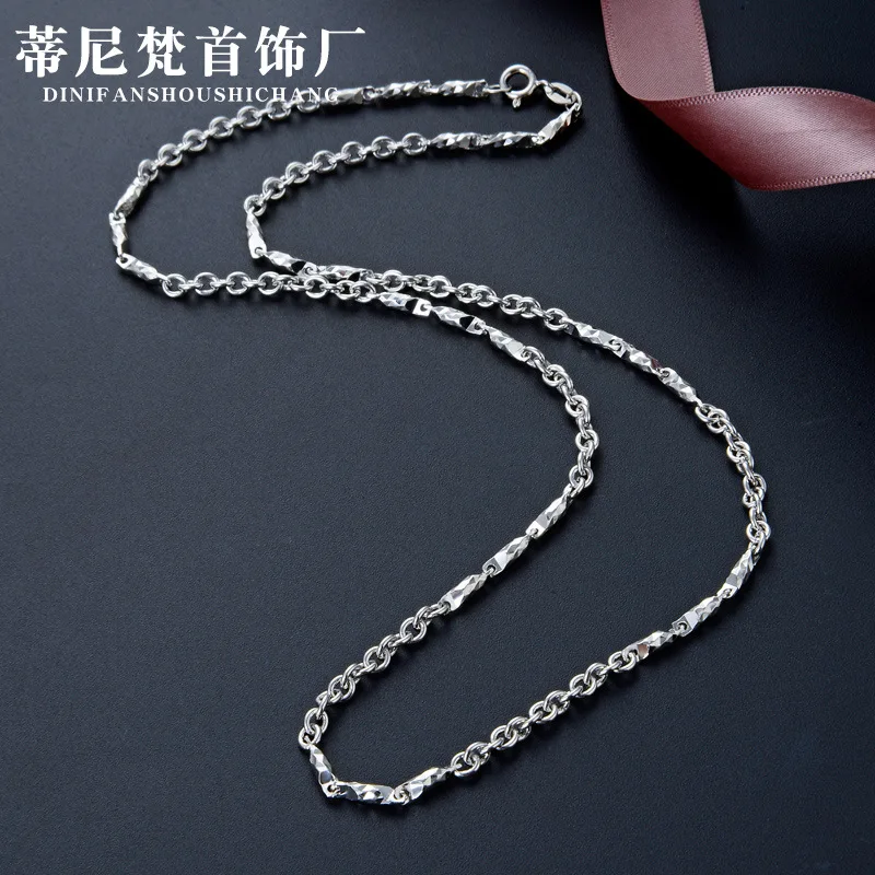 

S925 Fine Silver Men 2.5 Cylindrical Stars between Cross Chain Korean-style Fashion Pendant Necklace DIY Accessory