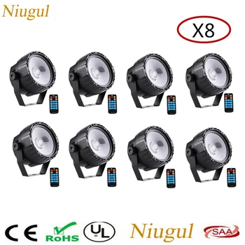 

8pcs/lot 30W RGB UV COB LED Stage Light Par Light Wireless Remote DMX512 Control COB Par Stage Lighting Lamp For DJ Party Club