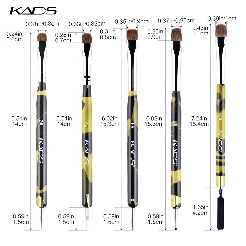 KADS 2 Way Kolinsky Brush Acrylic Professional French Manicure Brush Nail Art Brush Nail Dotting Pen Stirring Rod Stick 2-10# 3