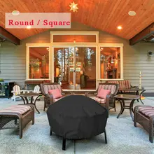 Квадратная/круглая крышка огненной ямы Водонепроницаемая 420D сверхмощная Крышка для патио огненной чаши