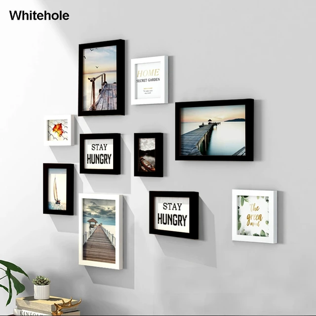 10PCS Wood Photo Frame Set Wall Tabletop Mounted Picture Frames Home Decor  Gift