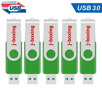 

J-boxing 5PCS Swivel USB 3.0 Flash Stick 16GB 32GB 64GB usb 3.0 Flash Pen Drive Memory Drive for Desktop/Car studio/Laptop Green