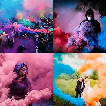 

4pc Colorful Effect Smoke Tube Bottle Studio Car Photography Toy Wedding Halloween Smoke Pills Halloween Props Combustion