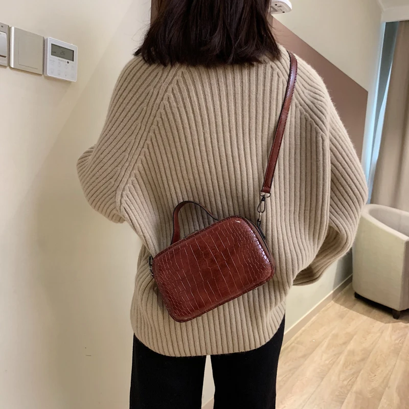 

Pattern Leather Crossbody Bags For Women 2020 Fashion Small Solid Colors Shoulder Bag Female Handbags and Purses With Handle New