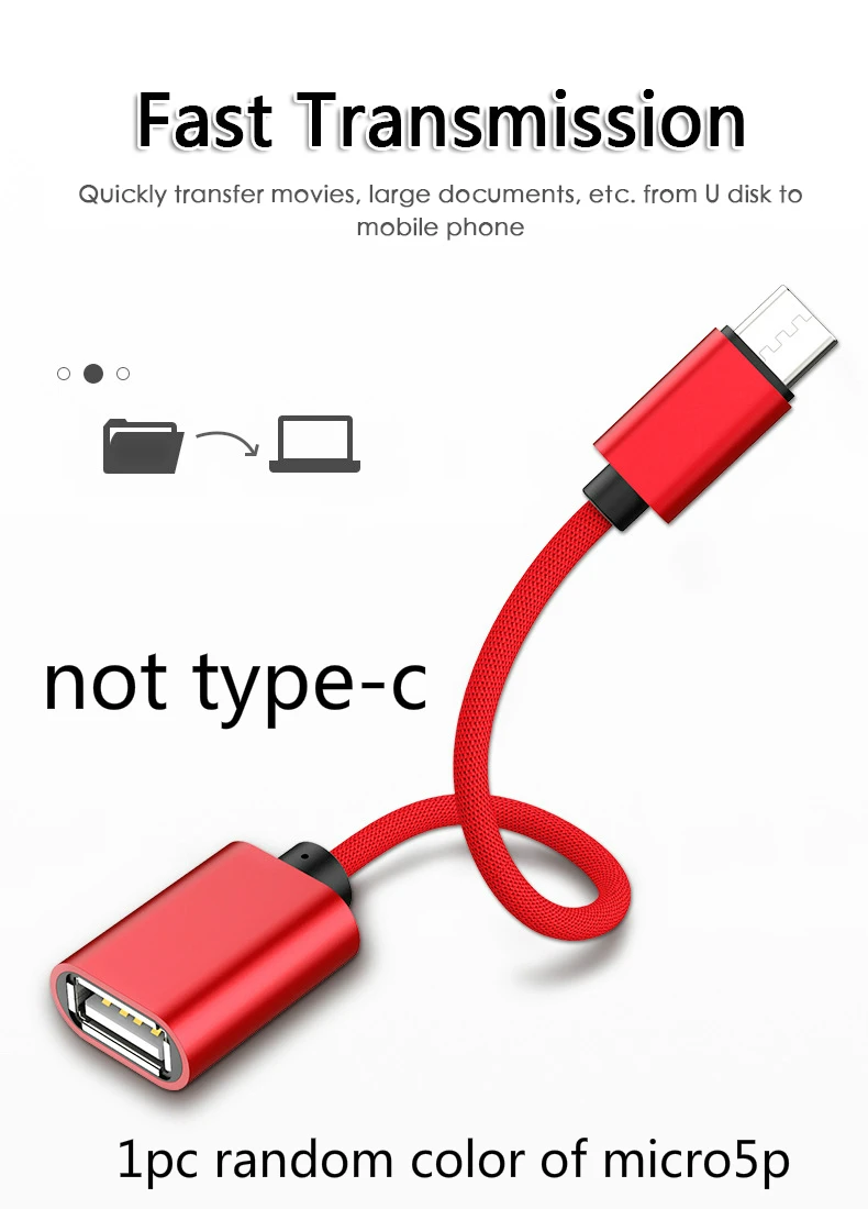 random micro5p Type-C USB OTG адаптер кабель для samsung USB мама к Micro USB папа конвертер для Android для IPhone для ноутбука OTG функция - Цвет: random micro5p