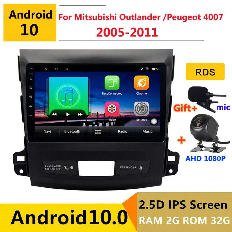 Android 10 автомобильный DVD мультимедийный плеер GPS для Mitsubishi Outlander 2 2004 2005 2006 2010 2011