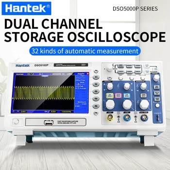 Hantek DSO5102P osciloscopio Digital 100MHz 2 canales 1GSa/s en tiempo Real Frecuencia de muestreo USB осциллограф 7 pulgadas osciloscopio