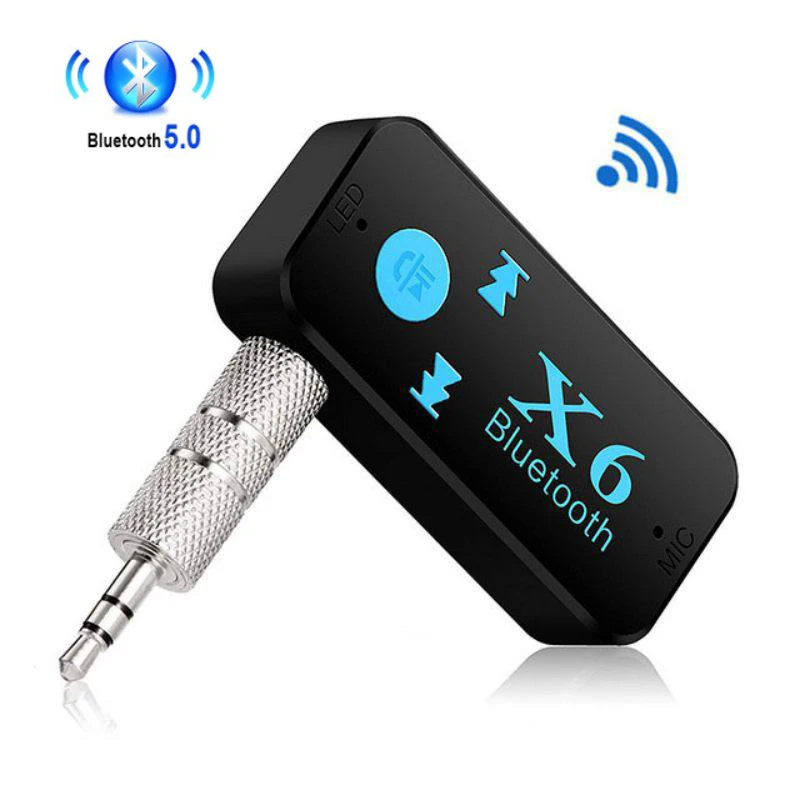 

X6 Bluetooth 5.0 Receiver Adapter 3.5mm AUX Car Stereo Audio Music with Microphone HandFree Wireless Adapter Support TF Card