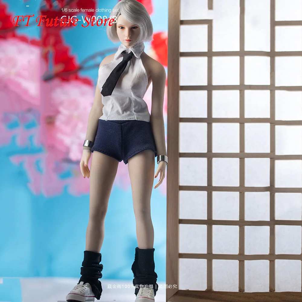 

W008 In Stock 1/6 Sexy Anime Character Uniform Female Figure Clothes Accessory Open Back Shirt Short Pants Model for 12'' Body