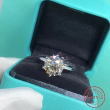 Модные брендовые ювелирные изделия Пасьянс 6 мм камень 5A циркон камень стерлингового серебра 925 Обручальное кольцо для женщин
