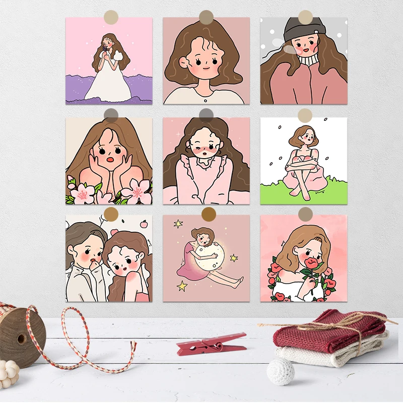 9Pcs/Lot Korean Lovely Girl Heart Sticker DIY Scrapbooking Album Junk Journal Planner Decorative Stickers | Дом и сад