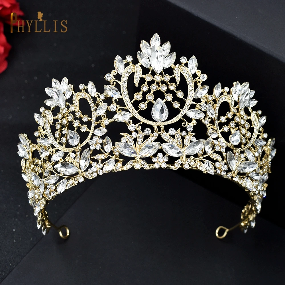 A195 Baroque Wedding Headband Crystal Bridal Crowns and Tiaras Hair Jewelry Accessories Women Rhinestone Headwears Queen Diadems