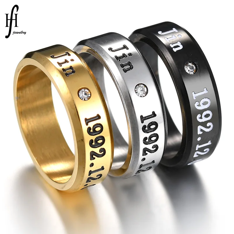 

Multi--Mixed Batch BTS Bulletproof Boys Titanium Steel Shiny Side Ring Men And Women Stainless Steel Man-made Diamond Ring