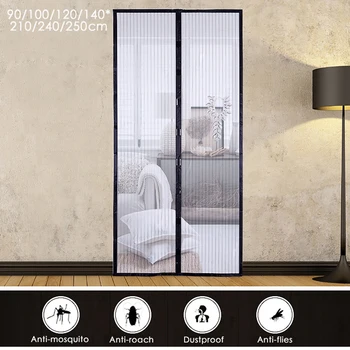 

Summer Anti Mosquito Insect Fly Bug Curtains Magnetic Mesh Net Automatic Closing Door Screen Kitchen Household Curtains Black