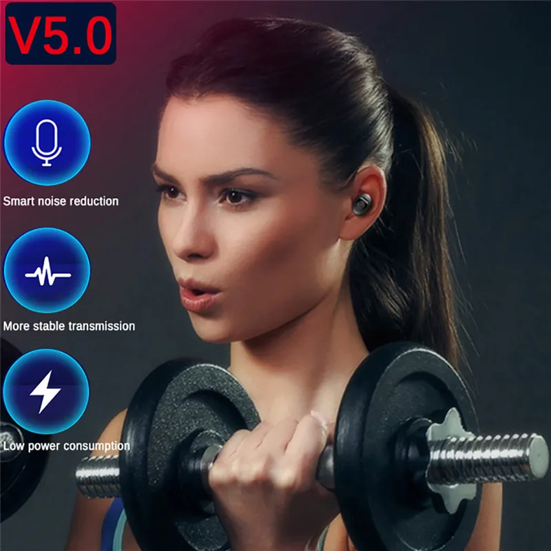 TWS Bluetooth 5 0 Earphone Stereo Wireless Earbus HIFI Sound Sport Earphones Handsfree Gaming IPX5 Waterproof Headset with Mic