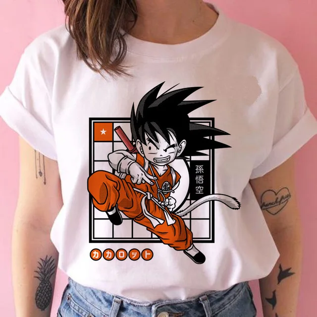New Anime Dragon Ball Kawaii Funny Woman T-shirts Cartoon Shirt Harajuku T-shirt Ullzang Graphic Tshirt Fashion Top Tees Female 16